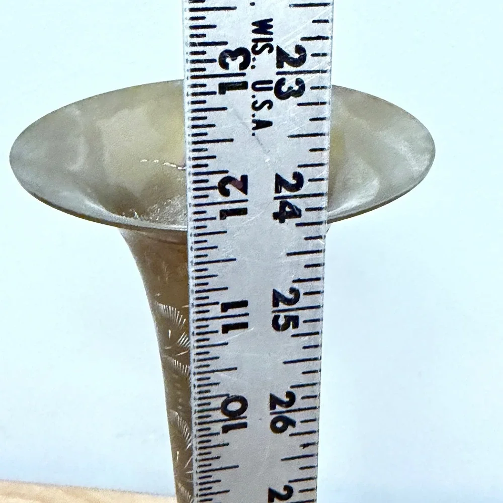 Vintage Etched Brass Bud Vase Tall Floral Engraved India 12